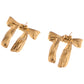 Alilang Gold Tone Textured Bow Stud Earrings for a Delicate Touch