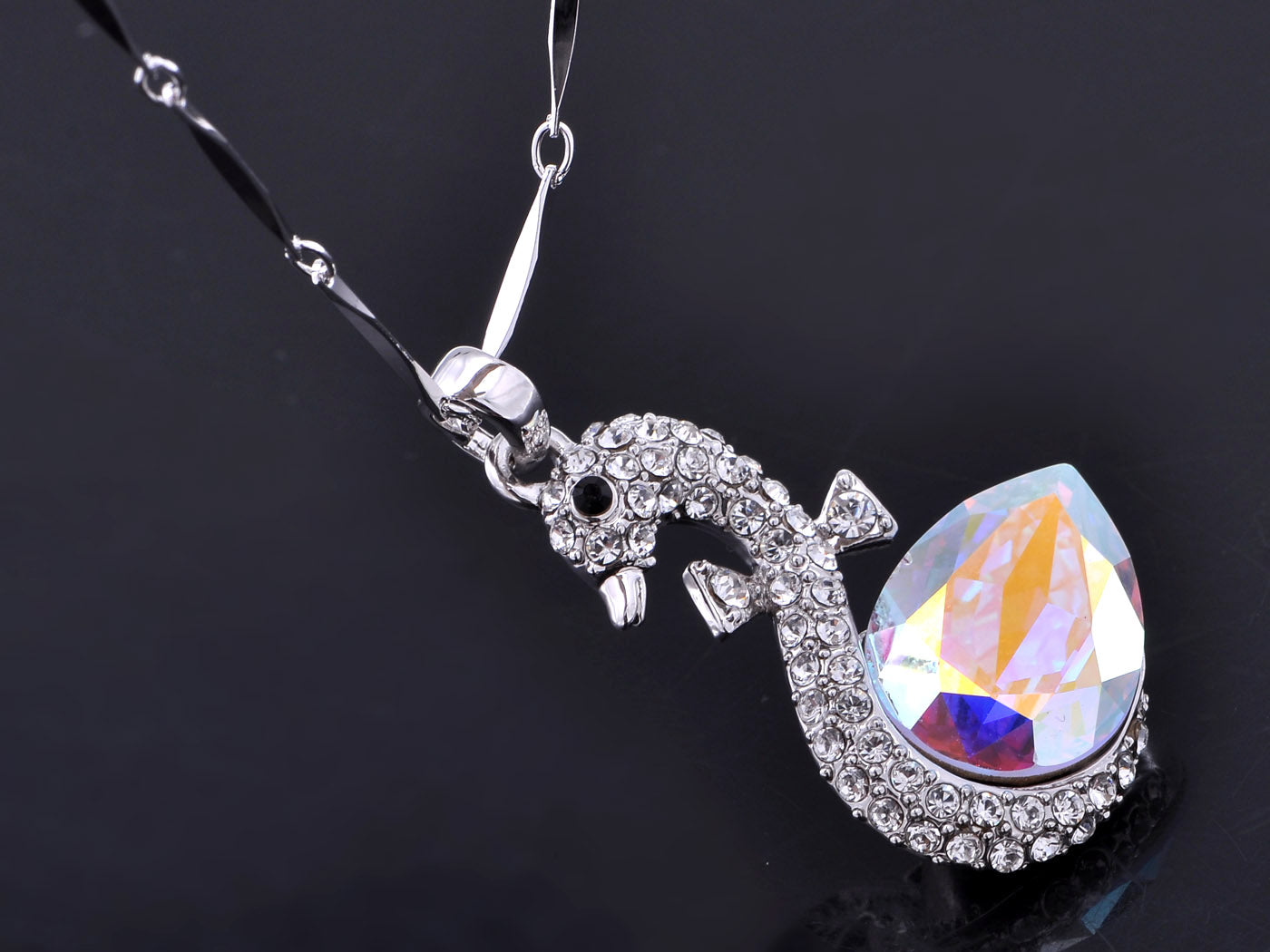 Alilang Element Aurora Borealis Teardrop Stone duck Pendant Necklace