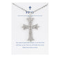 Alilang Silver Tone Clear Crystal Rhinestone Cross Patonce Pendant Necklace with Religious Gift Message Card & Envelope Christian Jewelry Gifts