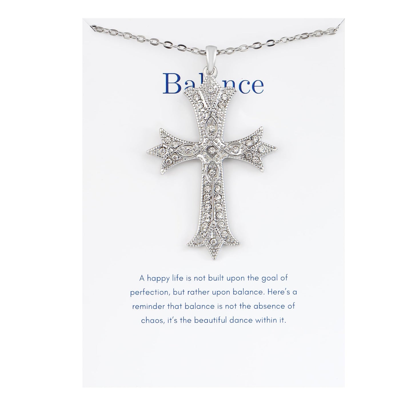 Alilang Silver Tone Clear Crystal Rhinestone Cross Patonce Pendant Necklace with Religious Gift Message Card & Envelope Christian Jewelry Gifts