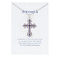 Alilang Purple Lavender Rhinestone Celtic Cross Pendant Necklace with Religious Gift Message Card & Envelope Christian Jewelry Gifts