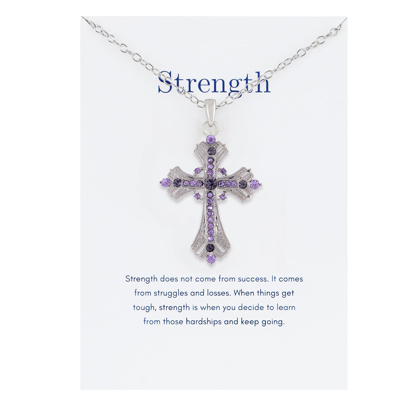 Alilang Purple Lavender Rhinestone Celtic Cross Pendant Necklace with Religious Gift Message Card & Envelope Christian Jewelry Gifts