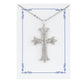 Alilang Silver Tone Clear Crystal Rhinestone Cross Patonce Pendant Necklace with Religious Gift Message Card & Envelope Christian Jewelry Gifts