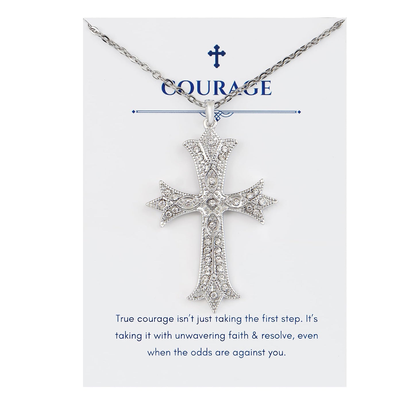 Alilang Silver Tone Clear Crystal Rhinestone Cross Patonce Pendant Necklace with Religious Gift Message Card & Envelope Christian Jewelry Gifts