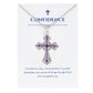 Alilang Purple Lavender Rhinestone Celtic Cross Pendant Necklace with Religious Gift Message Card & Envelope Christian Jewelry Gifts