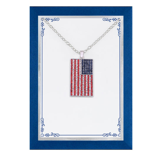 Alilang American Flag Pendant Necklace with Patriotic Gift Message Card & Envelope Jewelry Gifts