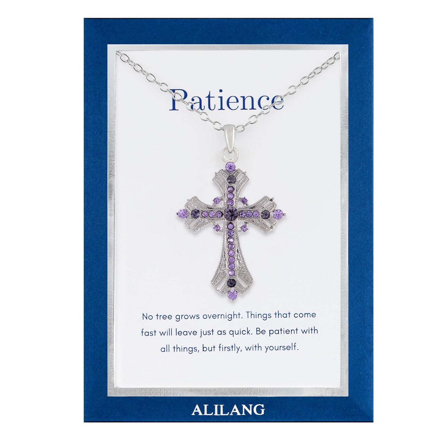 Alilang Purple Lavender Rhinestone Celtic Cross Pendant Necklace with Religious Gift Message Card & Envelope Christian Jewelry Gifts