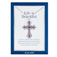 Alilang Purple Lavender Rhinestone Celtic Cross Pendant Necklace with Religious Gift Message Card & Envelope Christian Jewelry Gifts