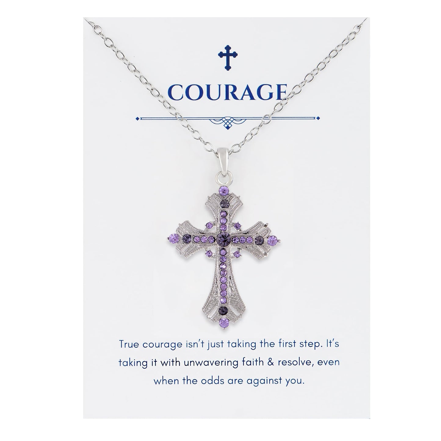 Alilang Purple Lavender Rhinestone Celtic Cross Pendant Necklace with Religious Gift Message Card & Envelope Christian Jewelry Gifts