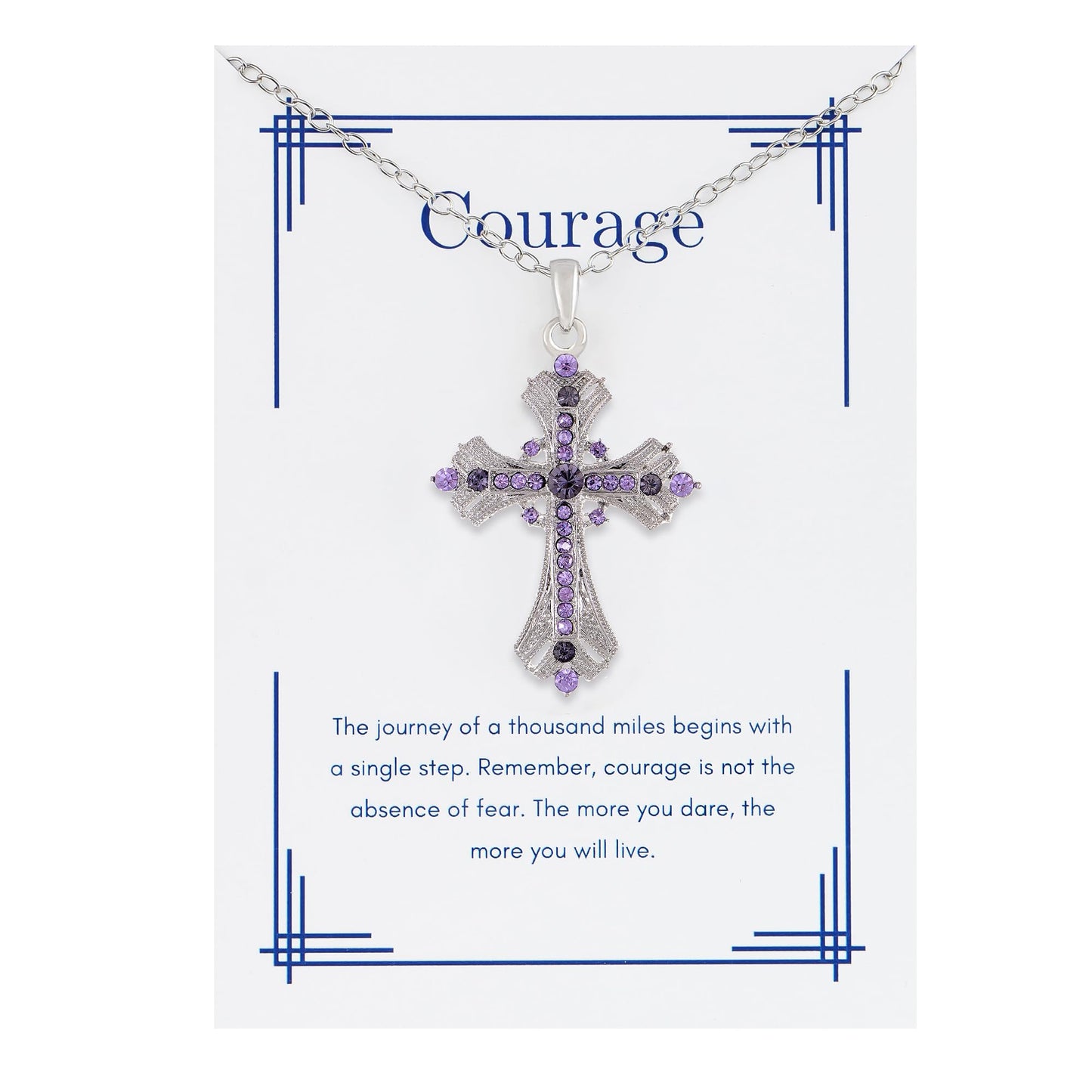 Alilang Purple Lavender Rhinestone Celtic Cross Pendant Necklace with Religious Gift Message Card & Envelope Christian Jewelry Gifts