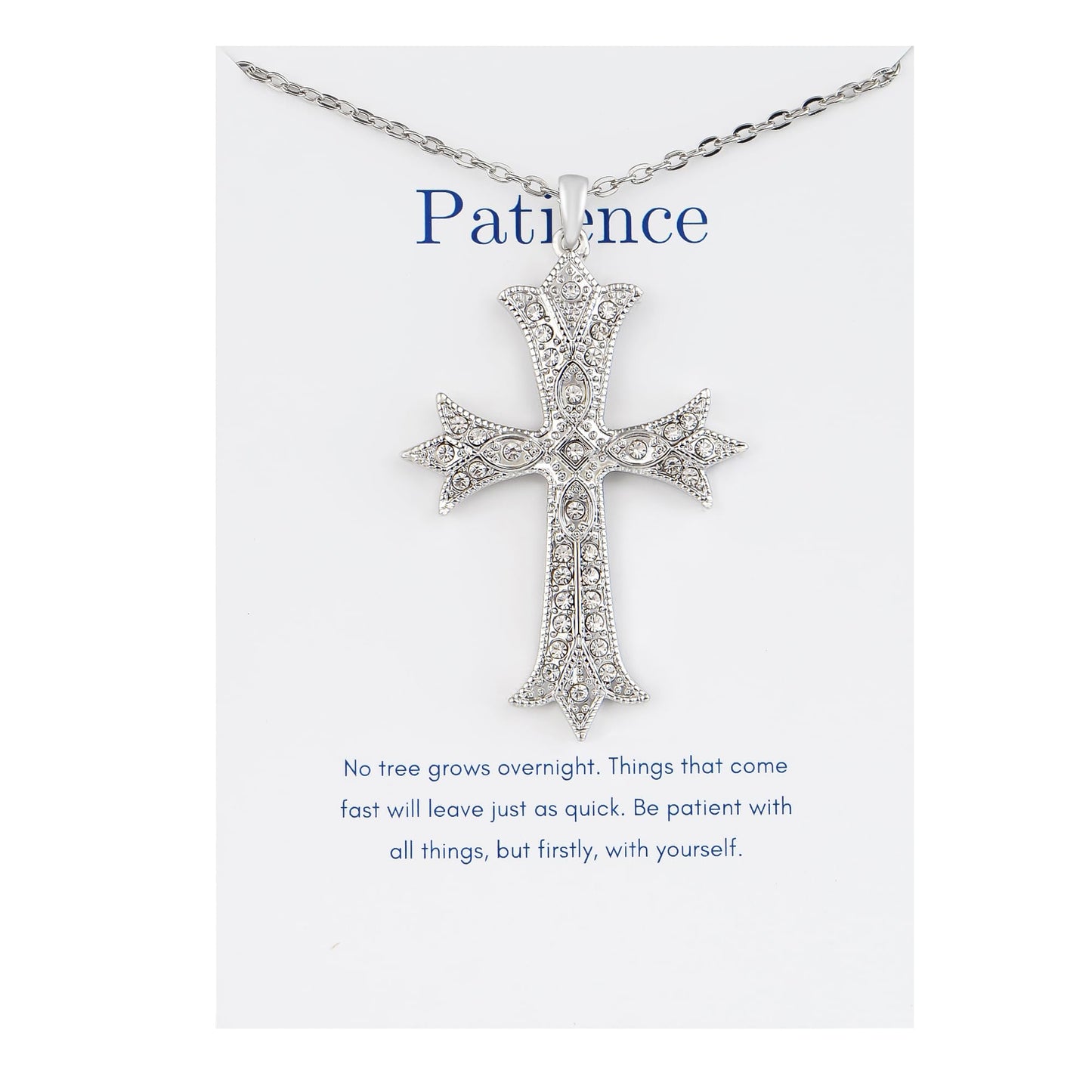 Alilang Silver Tone Clear Crystal Rhinestone Cross Patonce Pendant Necklace with Religious Gift Message Card & Envelope Christian Jewelry Gifts