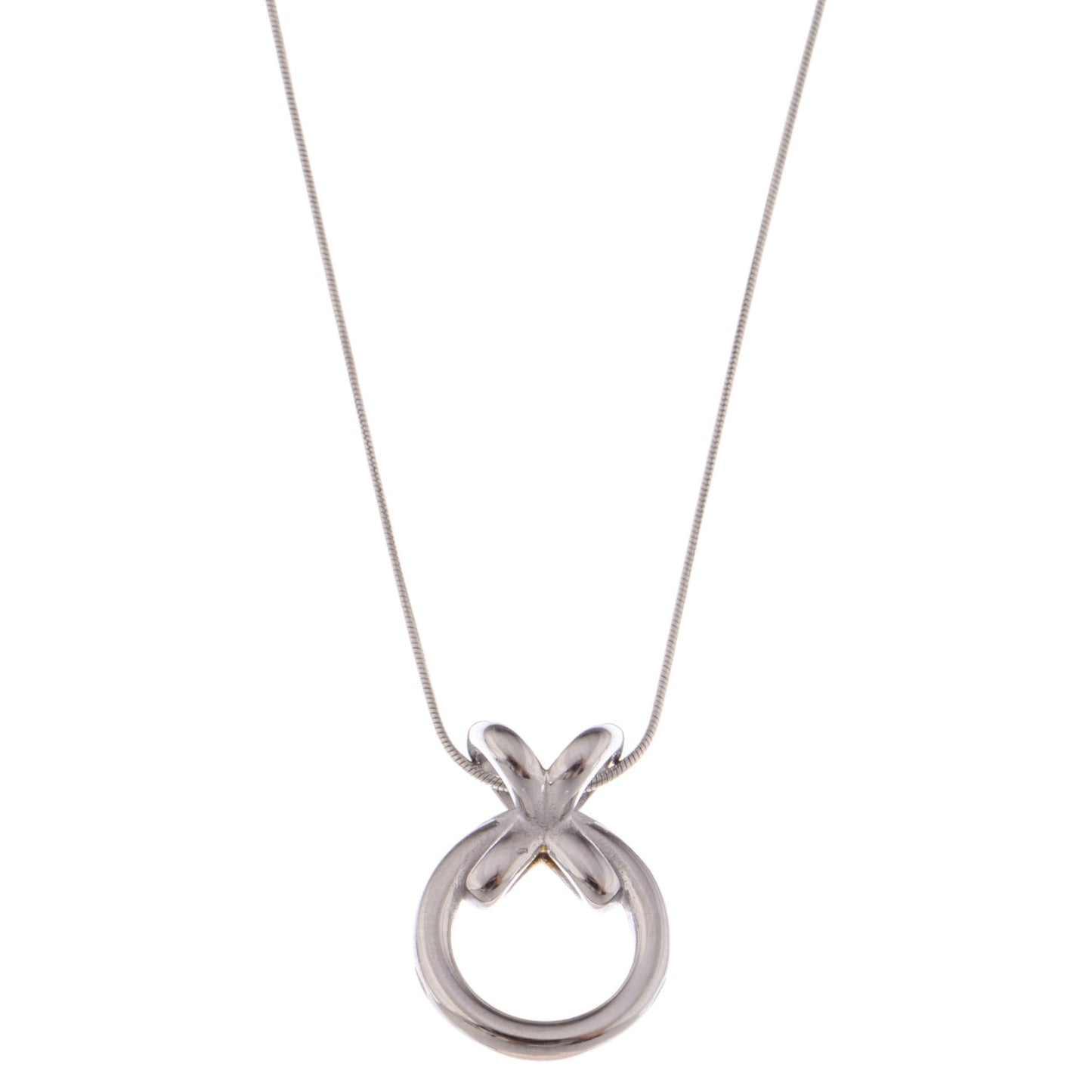 Alilang Two-Tone Circle and Cross Pendant Necklace with Snake Chain