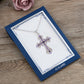 Alilang Purple Lavender Rhinestone Celtic Cross Pendant Necklace with Religious Gift Message Card & Envelope Christian Jewelry Gifts