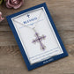 Alilang Purple Lavender Rhinestone Celtic Cross Pendant Necklace with Religious Gift Message Card & Envelope Christian Jewelry Gifts