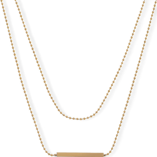 Alilang Women's Double Layer Gold Tone Bar Pendant Necklace Minimalist Chain Design
