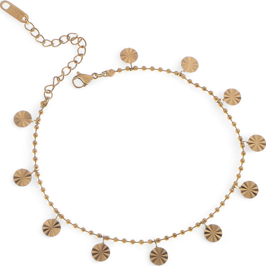Alilang Women's Dainty Charm Disc Bracelet with Adjustable Chain