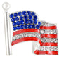 America Usa Patriotic American Red White Blue Waving Flag Brooch Pin