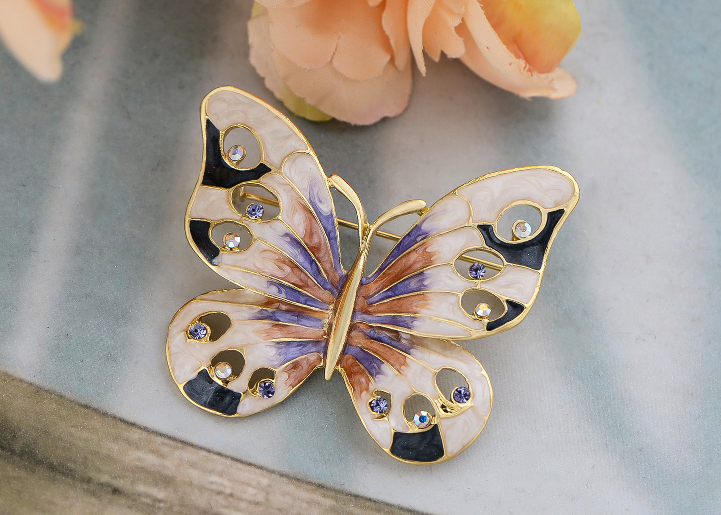 Elements Opalescent Swirl Colors Vibrant Butterfly Pin Brooch