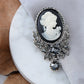 Alilang Vintage Inspired Crystal Rhinestone Victorian Lady Cameo Brooch Pin Maiden Flower Pendant