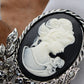 Alilang Vintage Inspired Crystal Rhinestone Victorian Lady Cameo Brooch Pin Maiden Flower Pendant