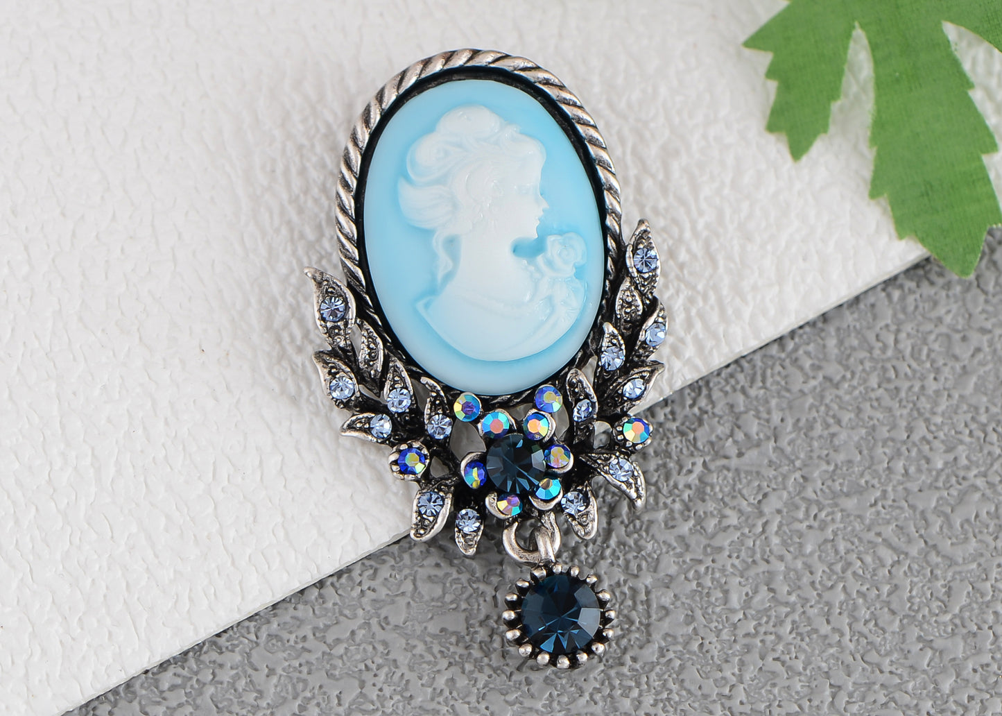 Alilang Vintage Inspired Crystal Rhinestone Victorian Lady Cameo Brooch Pin Maiden Flower Pendant