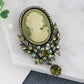 Alilang Vintage Inspired Crystal Rhinestone Victorian Lady Cameo Brooch Pin Maiden Flower Pendant