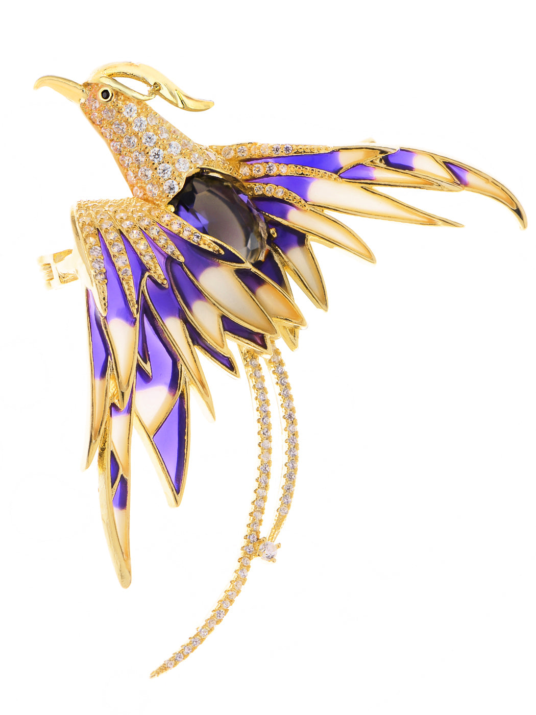 Rone Shine Pink Enamel Stunning Phoenix Flying Bird Brooch Pin
