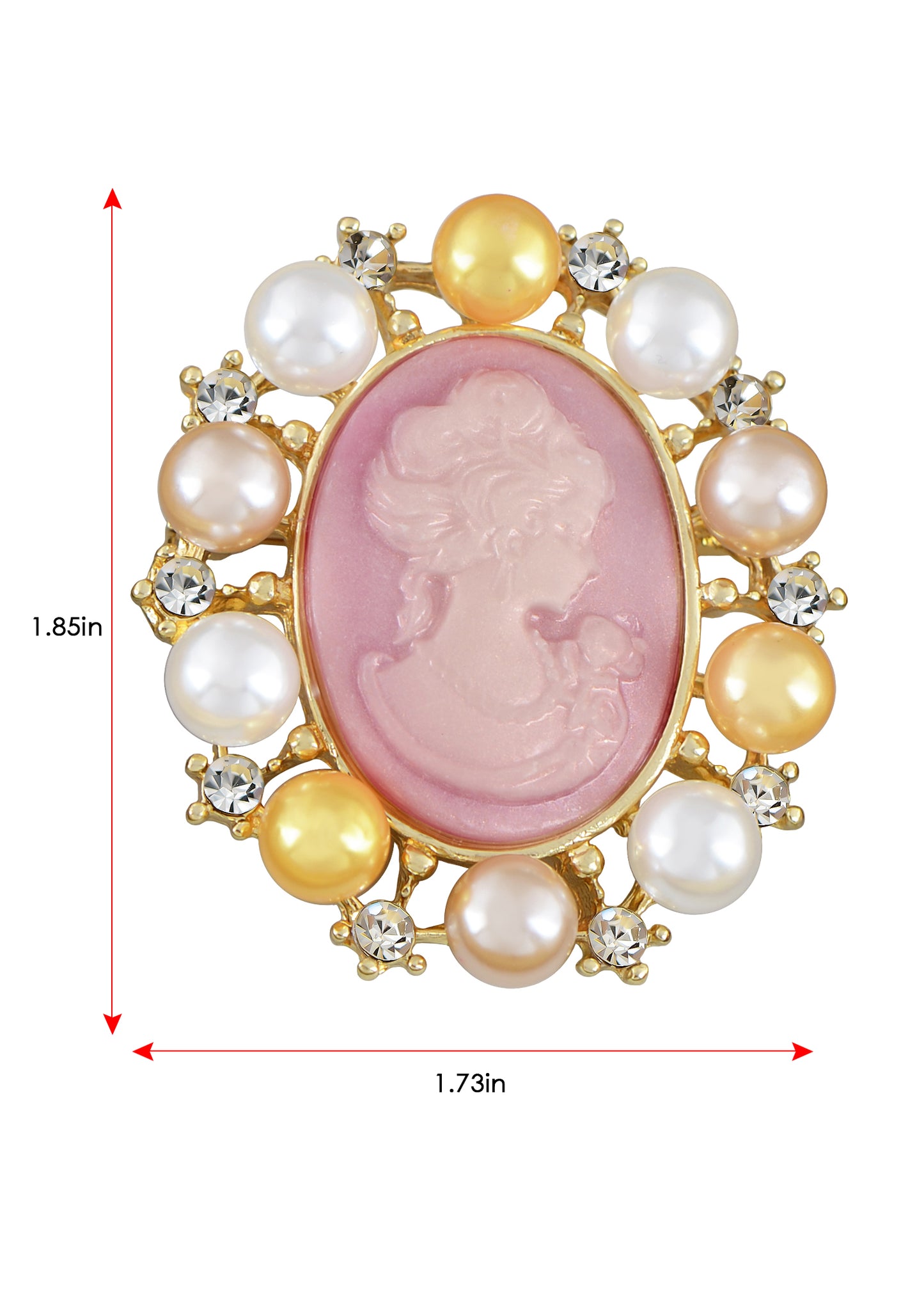 Alilang Vintage Inspired Faux Pearl Clear Crystal Rhinestones Victorian Lady Cameo Brooch Pin