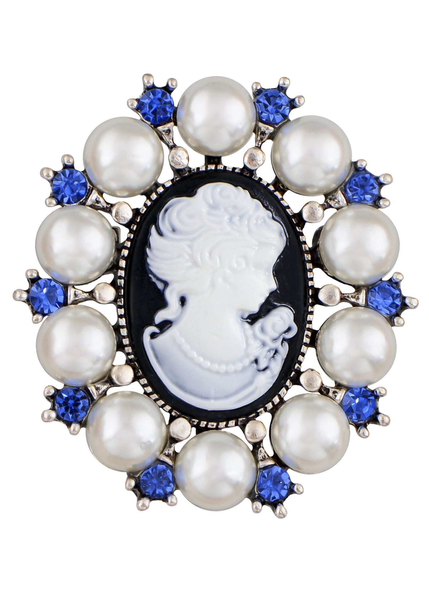 Alilang Victorian Lady Cameo Brooch Pin Faux Pearl Crystal Lapel Pin for Wedding Party