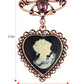 Alilang Vintage Cameo Victorian Lady Maiden Rhinestone Heart dangle Brooch Pin