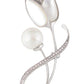 Alilang Elegant Floral Clear Crystal Rhinestone Summery Flower Pin Brooch Zircon Pearl Shell Tulip Flower Pin