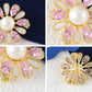 Alilang Women'S Zircon Shell Daisy Flower Pearl Enamel Brooch Pins For Girl Bridal Wedding Corsage Jewelry Gifts