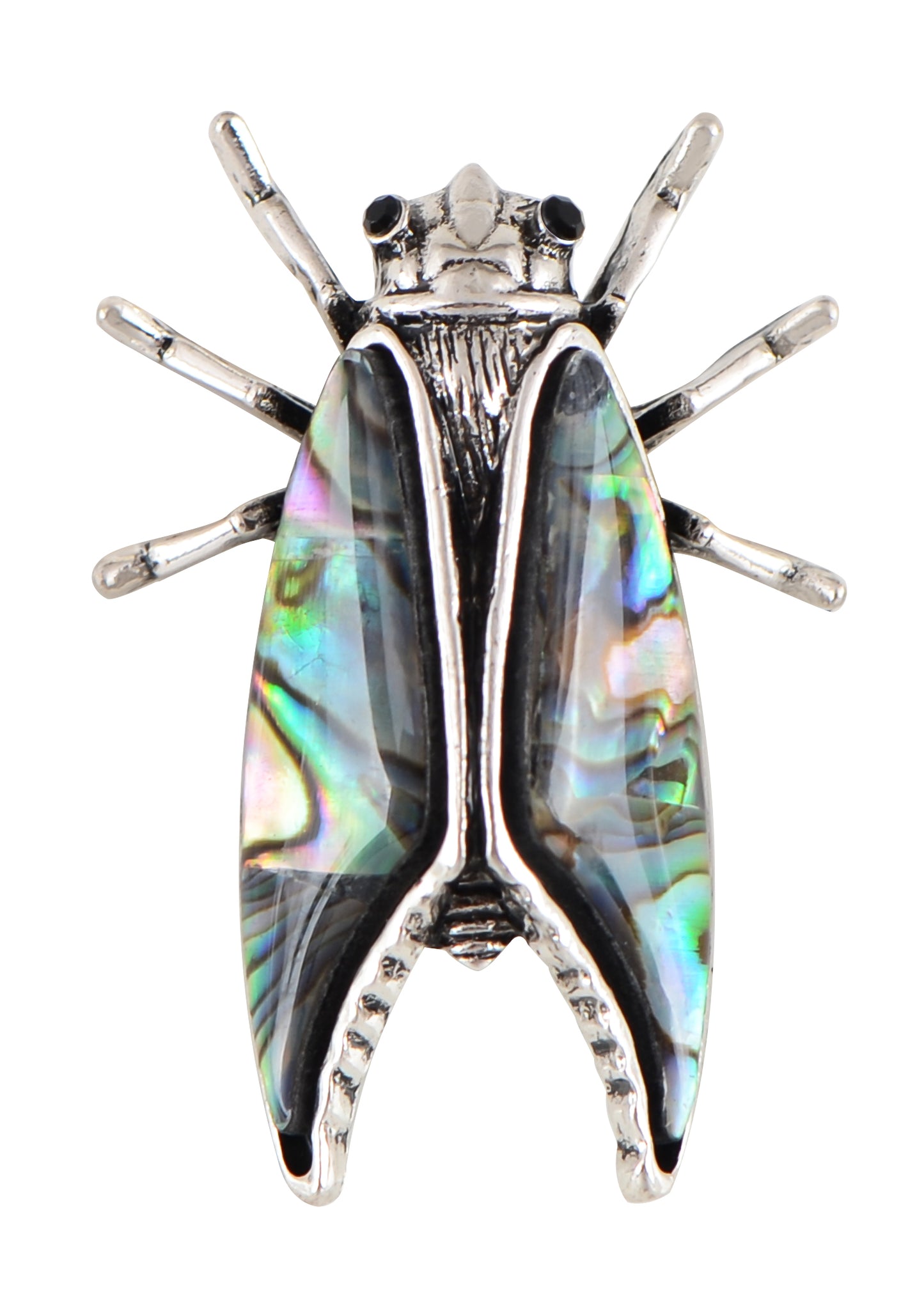 Alilang Silvery Tone Abalone Shell Cicada Insects Bug Brooch Pin Pendant