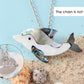 Alilang Silvery Tone White Abalone Shell Dolphin Ocean Sea Animal Brooch Pin Pendant
