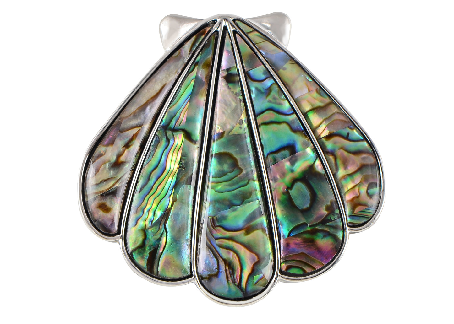 Alilang Silvery Tone Abalone Shell Scalloped Ocean Sea Brooch Pin Pendant Custom Jewelry Gifts for Women Teen Girls