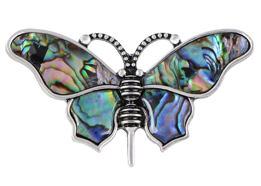 Alilang Vintage Silvery Tone Abalone Shell Butterfly Insect Brooch Pin Pendant Custom Jewelry Gifts for Women Teen Girls