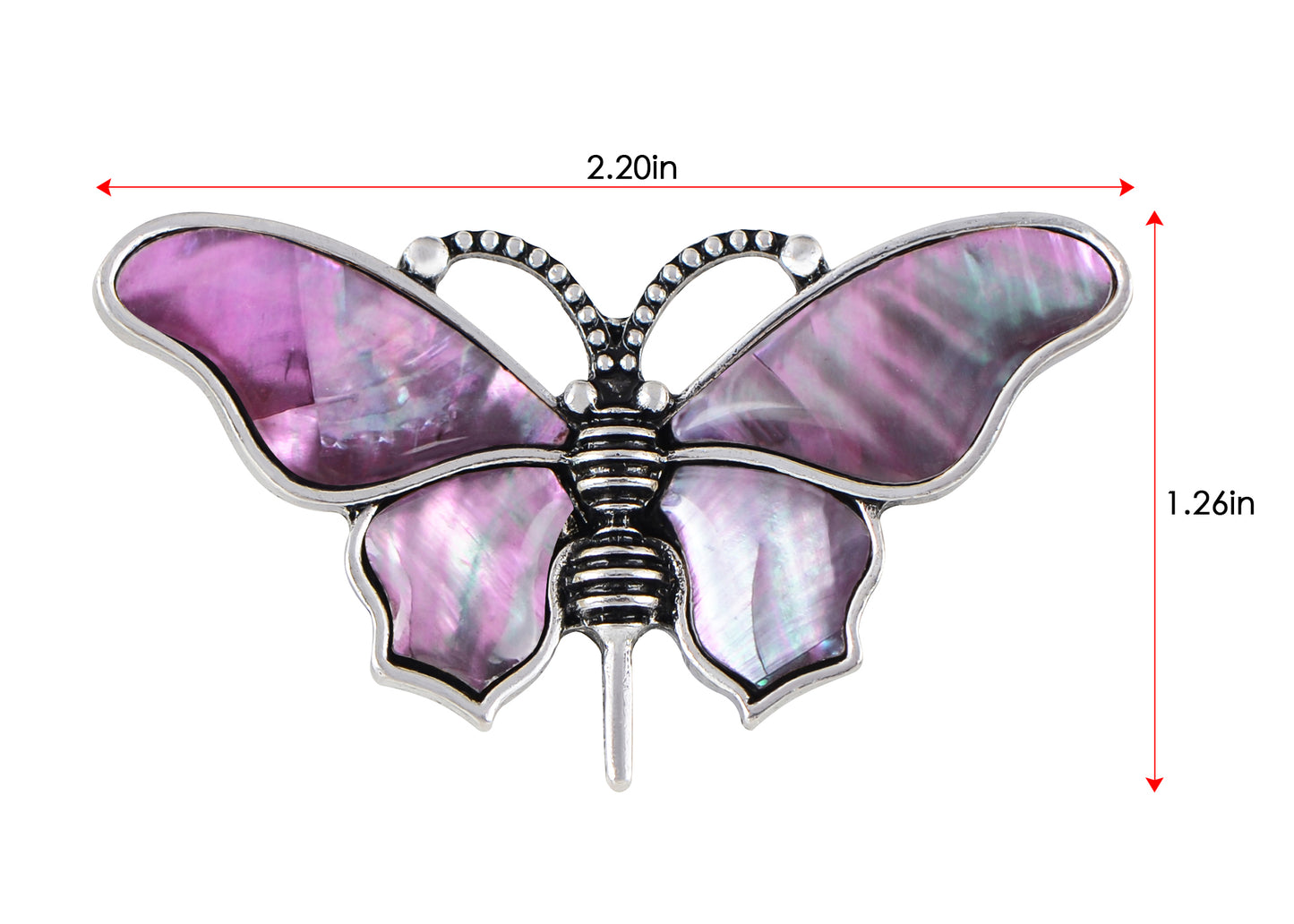 Alilang Vintage Silvery Tone Abalone Shell Butterfly Insect Brooch Pin Pendant Custom Jewelry Gifts for Women Teen Girls