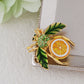 Alilang Elegant Crystal Rhinestone Fruit and Bee Brooch - Fashionable Gold Plated Fruit Insect Lapel Pins for Dresses and Accessories