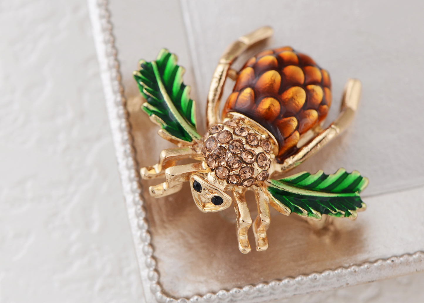 Alilang Elegant Crystal Rhinestone Fruit and Bee Brooch - Fashionable Gold Plated Fruit Insect Lapel Pins for Dresses and Accessories