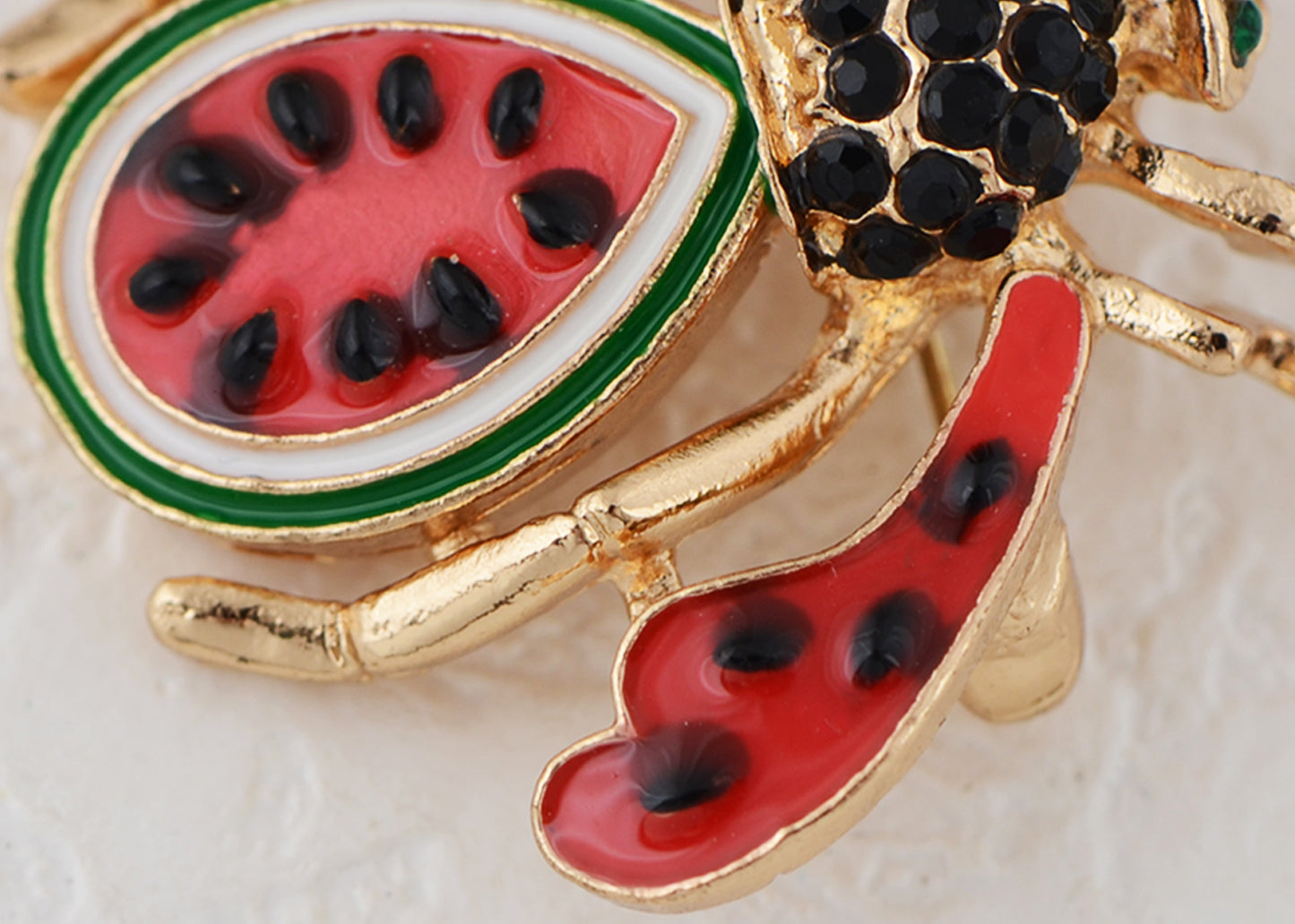 Alilang Elegant Crystal Rhinestone Fruit and Bee Brooch - Fashionable Gold Plated Fruit Insect Lapel Pins for Dresses and Accessories