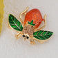 Alilang Elegant Crystal Rhinestone Fruit and Bee Brooch - Fashionable Gold Plated Fruit Insect Lapel Pins for Dresses and Accessories