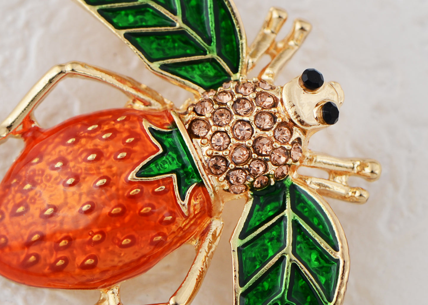 Alilang Elegant Crystal Rhinestone Fruit and Bee Brooch - Fashionable Gold Plated Fruit Insect Lapel Pins for Dresses and Accessories