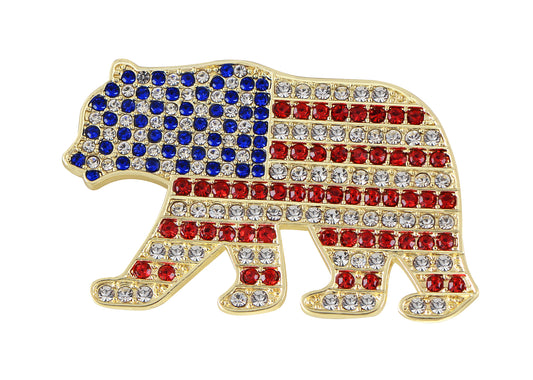 Alilang American Flag USA Sparkly Crystal Rhinestone 4th of July Patriotic Pin Brooch