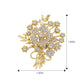 Aliang Women Gold Tone Floral Bouquet Brooch with Clear Rhinestone Textured Leaf and Bow Details