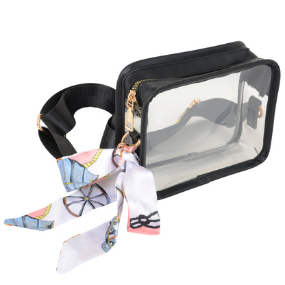 Anna-Kaci Women's Chic Transparent Crossbody & Messenger Bags with Decorative Scarf