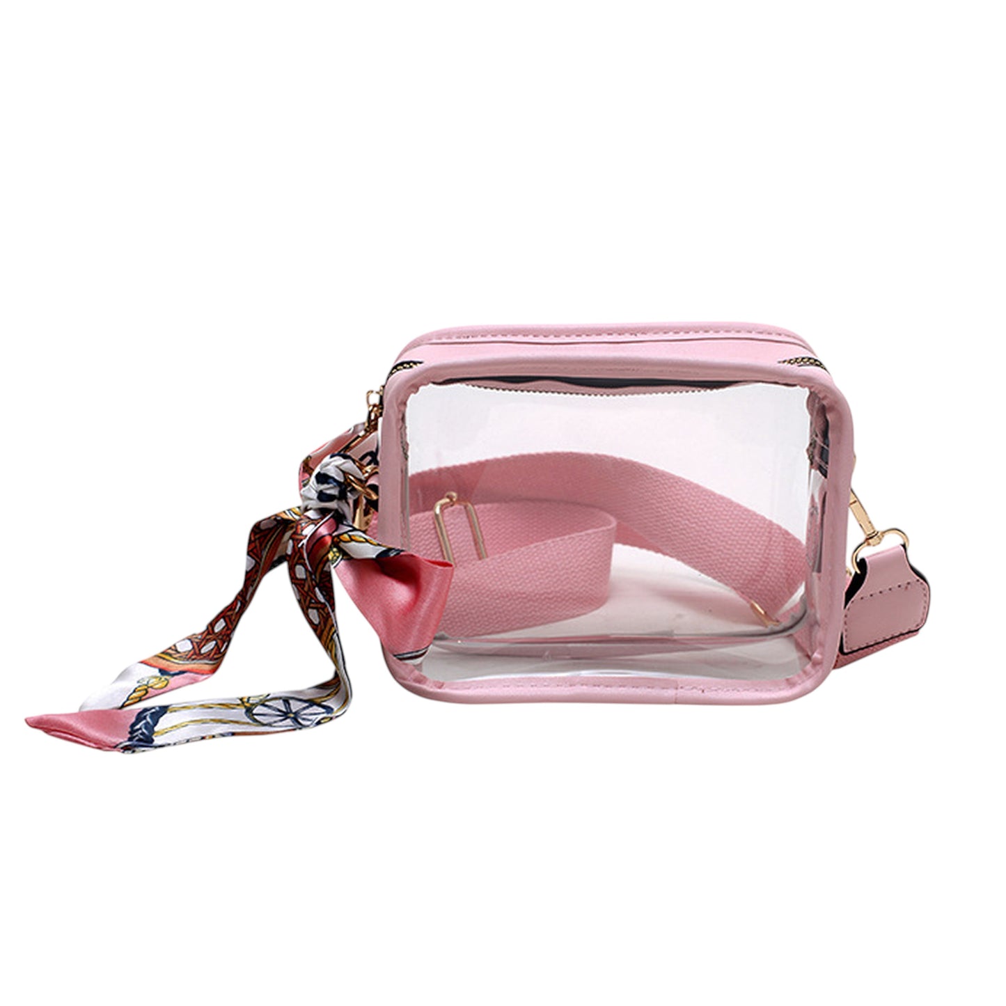 Anna-Kaci Women's Chic Transparent Crossbody & Messenger Bags with Decorative Scarf