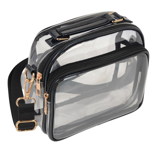 Anna-Kaci Trendy Clear Transparent Women's Shoulder Bag with Iridescent Trim