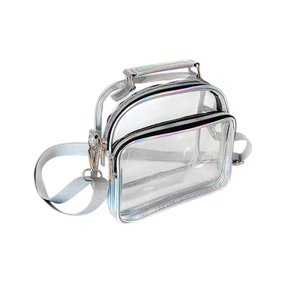 Anna-Kaci Trendy Clear Transparent Women's Shoulder Bag with Iridescent Trim