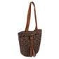 Anna-Kaci Women's Rustic Straw Shoulder Bag with Leather Accents