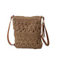 Anna-Kaci Women's Bohemian Crochet Shoulder Bag with Leather Straps